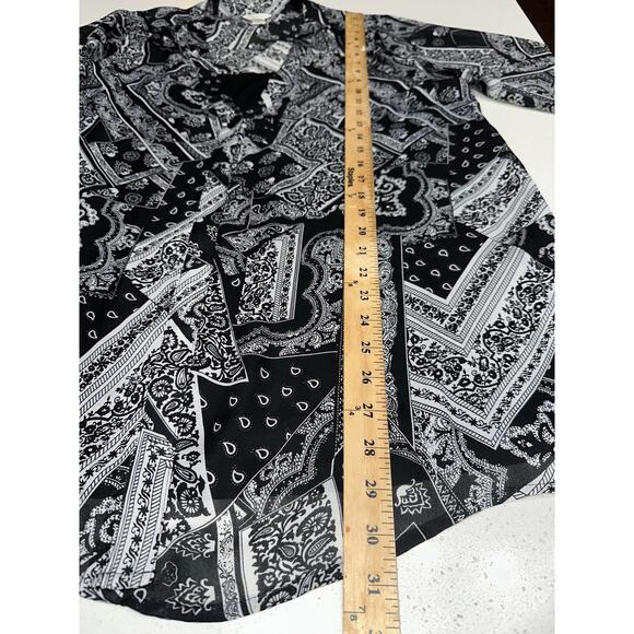 Christopher & Banks Blouse Top Black White Semi Sheer XL Mature Occasion Holiday - Picture 12 of 12